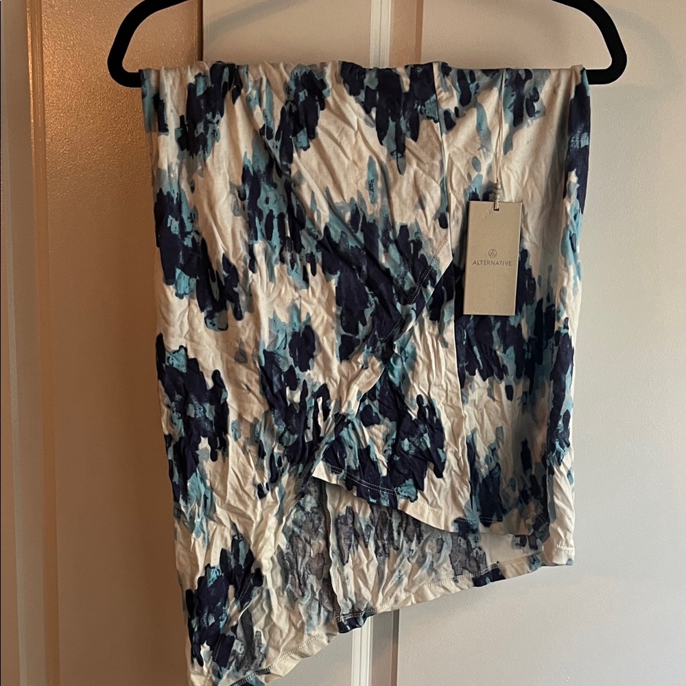 Alternative Blue and White Abstract Mini Skirt